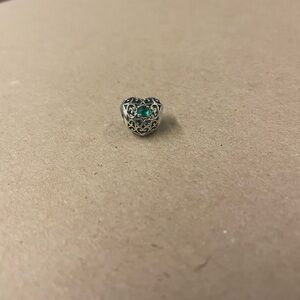 Elegant Silver and Green Filigree Charm